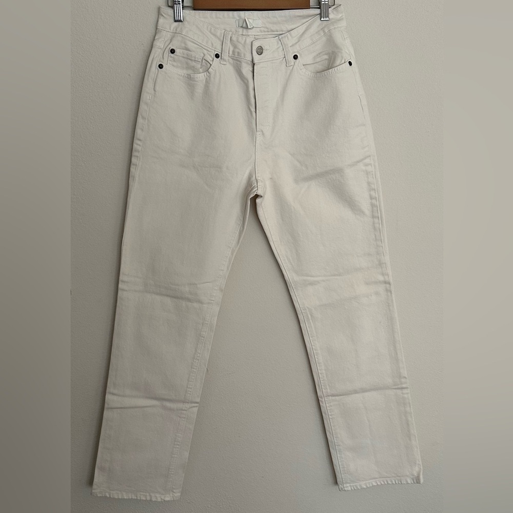 H&M Women's White Cream Straight Leg Jeans